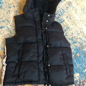 Calvin Klein Black bubble vest with white logo striped sides